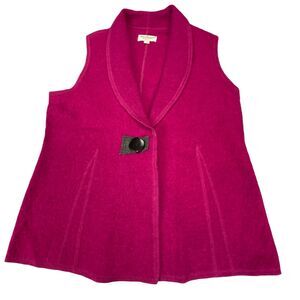 Norm Thompson Vest Womens Small Pink Wool Shawl Collar Gorpcore